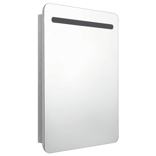 vidaXL Armário espelhado casa de banho LED 60x11x80cm cinzento cimento
