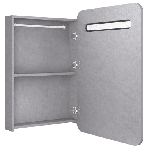 vidaXL Armário espelhado casa de banho LED 60x11x80cm cinzento cimento