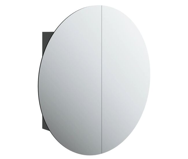 Vidaxl armario de baño con espejo redondo y led negro 54x54x17,5 cm
