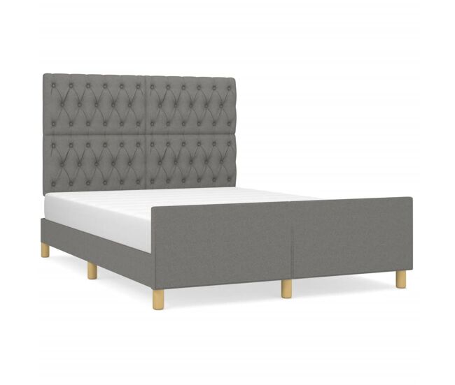 Estructura de cama con cabecero de tela gris oscuro 140x190 cm diseño de botones