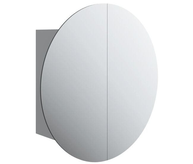 Vidaxl armario de baño con espejo redondo y led gris 47x47x17,5 cm