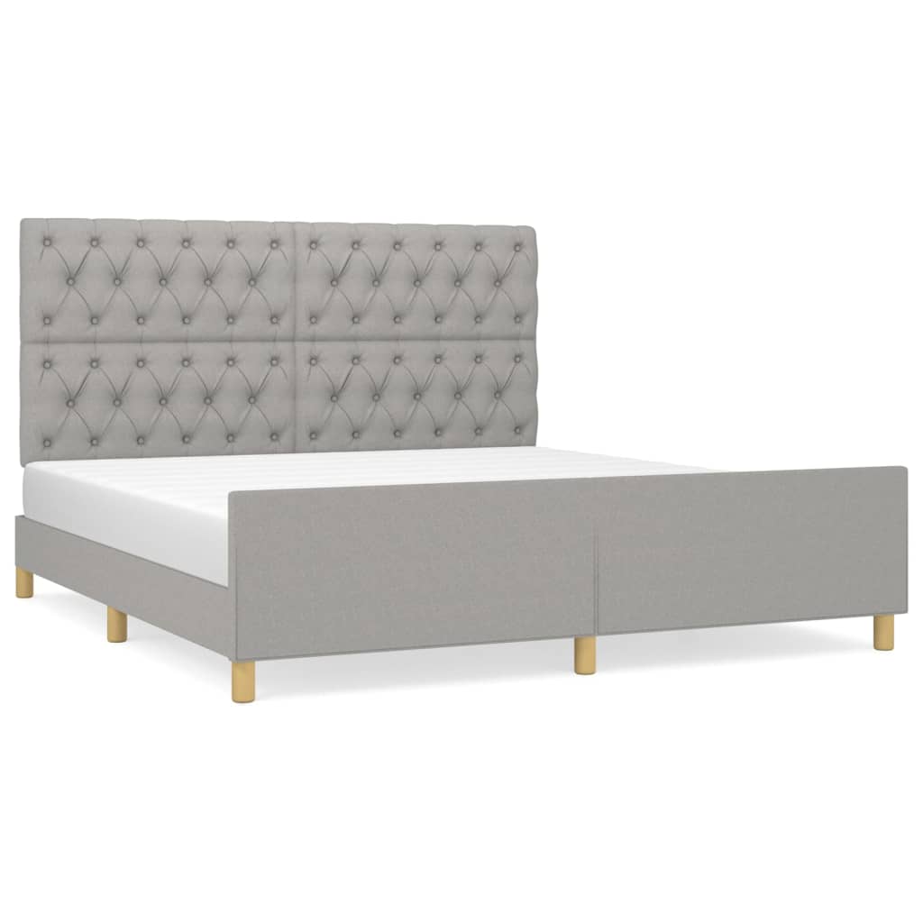 Estructura de cama con cabecero tela gris claro 160x200 cm diseño de botones
