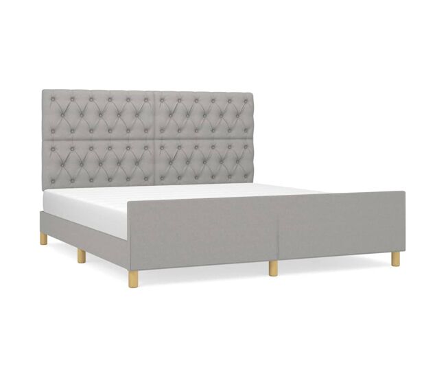 Estructura de cama con cabecero tela gris claro 160x200 cm diseño de botones