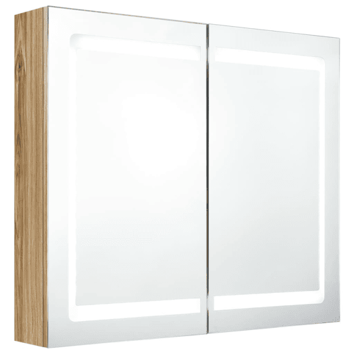 vidaXL Armário espelhado casa de banho LED 80x12x68 cm carvalho vidaXL Armário espelhado casa de banho LED 80x12x68 cm carvalho