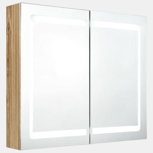 vidaXL Armário espelhado casa de banho LED 80x12x68 cm carvalho