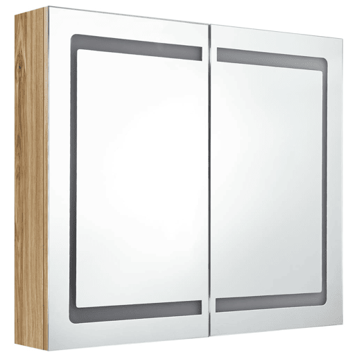 vidaXL Armário espelhado casa de banho LED 80x12x68 cm carvalho vidaXL Armário espelhado casa de banho LED 80x12x68 cm carvalho