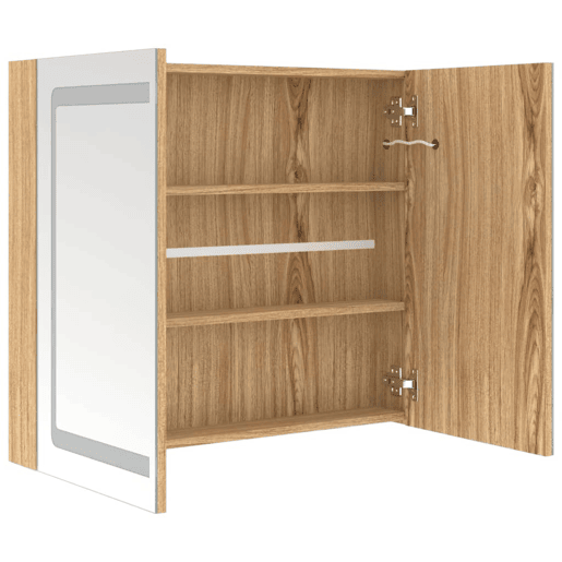 vidaXL Armário espelhado casa de banho LED 80x12x68 cm carvalho vidaXL Armário espelhado casa de banho LED 80x12x68 cm carvalho