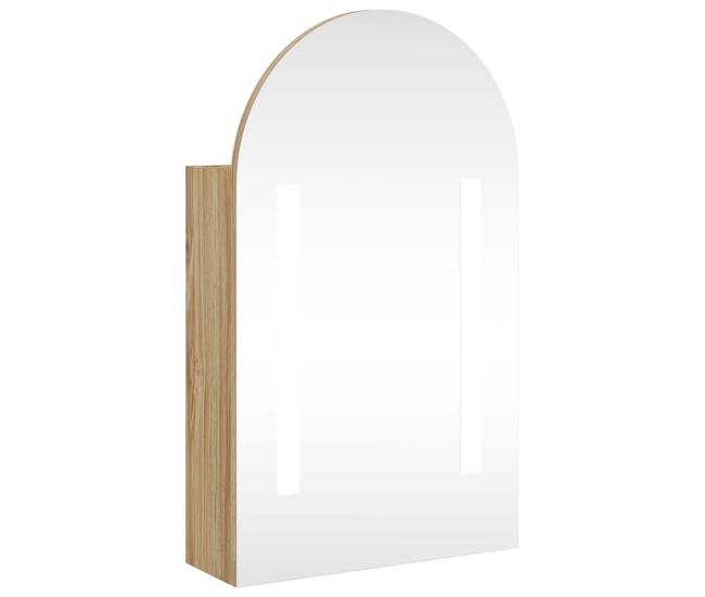 Vidaxl mueble de baño con espejo arqueado y luz led roble 42x13x70 cm