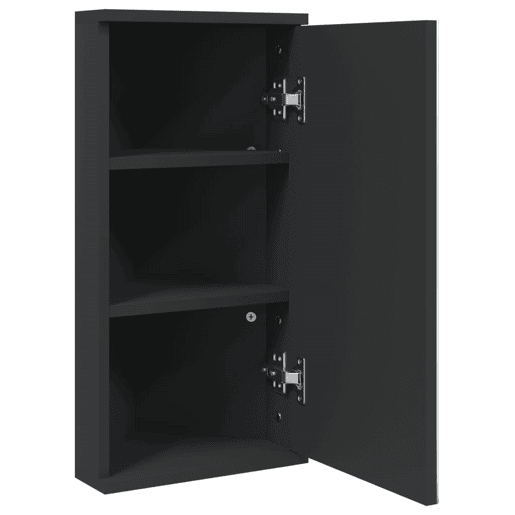 vidaXL Armário espelhado de canto p casa de banho 30x24x60 cm preto vidaXL Armário espelhado de canto p casa de banho 30x24x60 cm preto