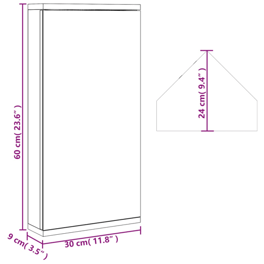 vidaXL Armário espelhado de canto p casa de banho 30x24x60 cm preto vidaXL Armário espelhado de canto p casa de banho 30x24x60 cm preto
