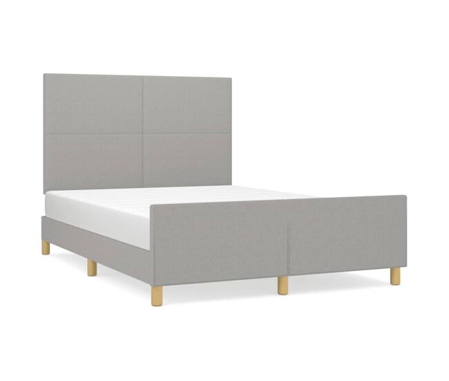 Estructura de cama con cabecero de tela gris claro 140x200 cm diseño plano