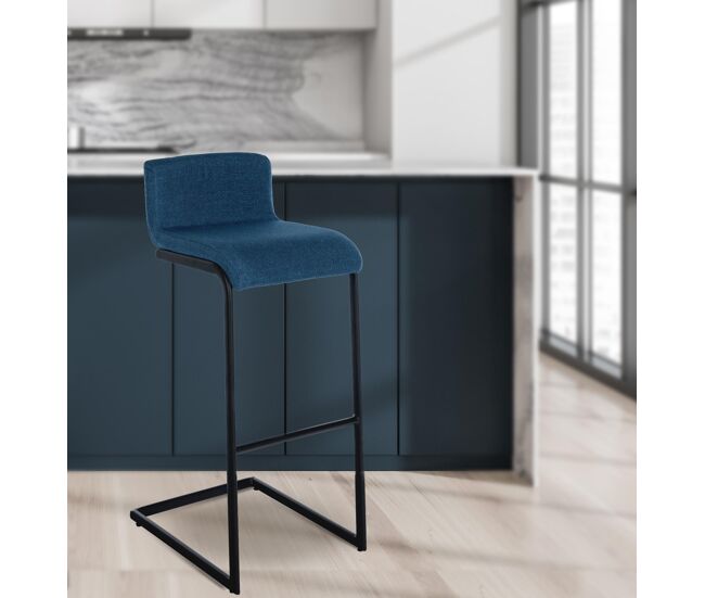 Taburete de bar newport tela azul 50x40x96 cm