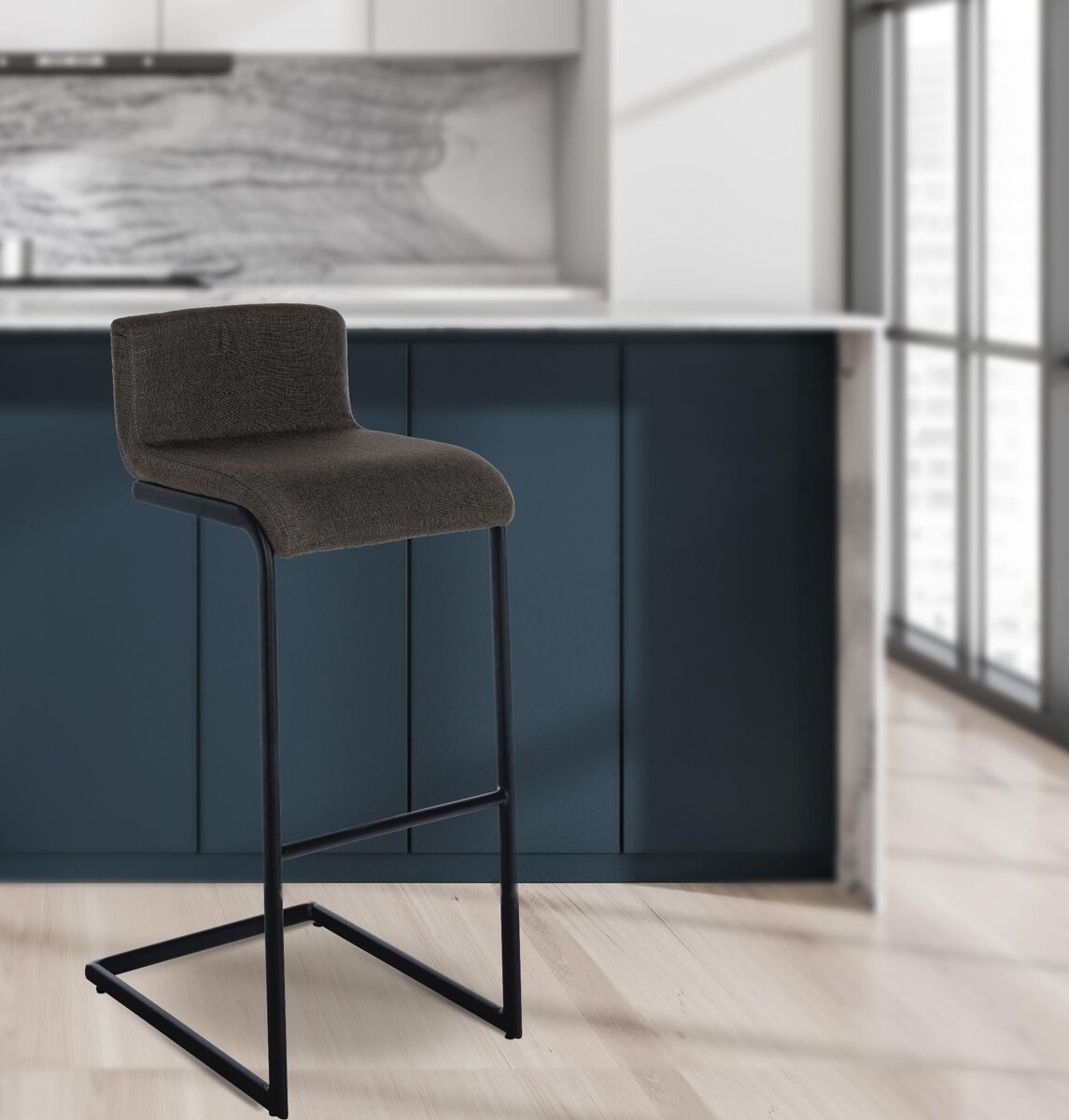 Taburete de bar newport tela gris oscuro 50x40x96 cm