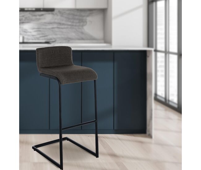 Taburete de bar newport tela gris oscuro 50x40x96 cm