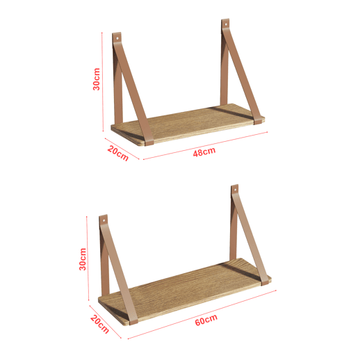 Conjunto de 2 prateleiras flutuantes Utsira MDF 4860x20x20x30 cm - CarvalhoCastanho en.casa