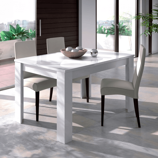 Mesa de jantar extensÃvel Kendra 140 Branco brilhante 140u2013190 x 78 x 90cm cm Mesa de jantar extensÃvel Kendra 140 Branco brilhante 140u2013190 x 78 x 90cm cm