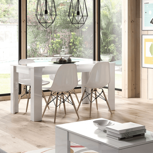 Mesa de jantar extensÃvel Kendra 140 Branco brilhante 140u2013190 x 78 x 90cm cm Mesa de jantar extensÃvel Kendra 140 Branco brilhante 140u2013190 x 78 x 90cm cm