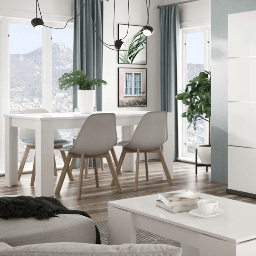 Mesa de jantar extensÃvel Kendra 140 Branco brilhante 140u2013190 x 78 x 90cm cm Mesa de jantar extensÃvel Kendra 140 Branco brilhante 140u2013190 x 78 x 90cm cm