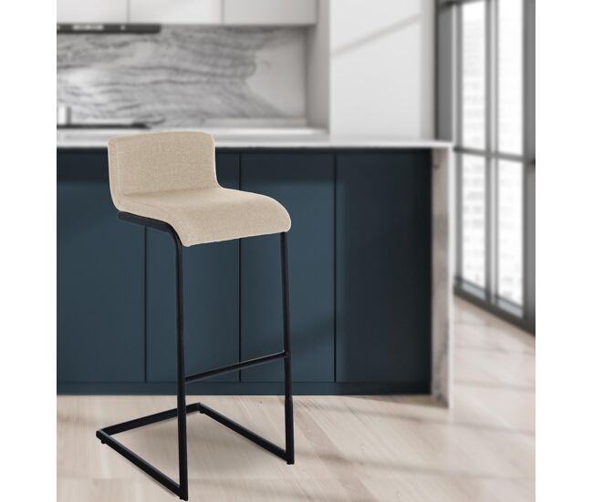 Taburete de bar newport tela crema 50x40x96 cm