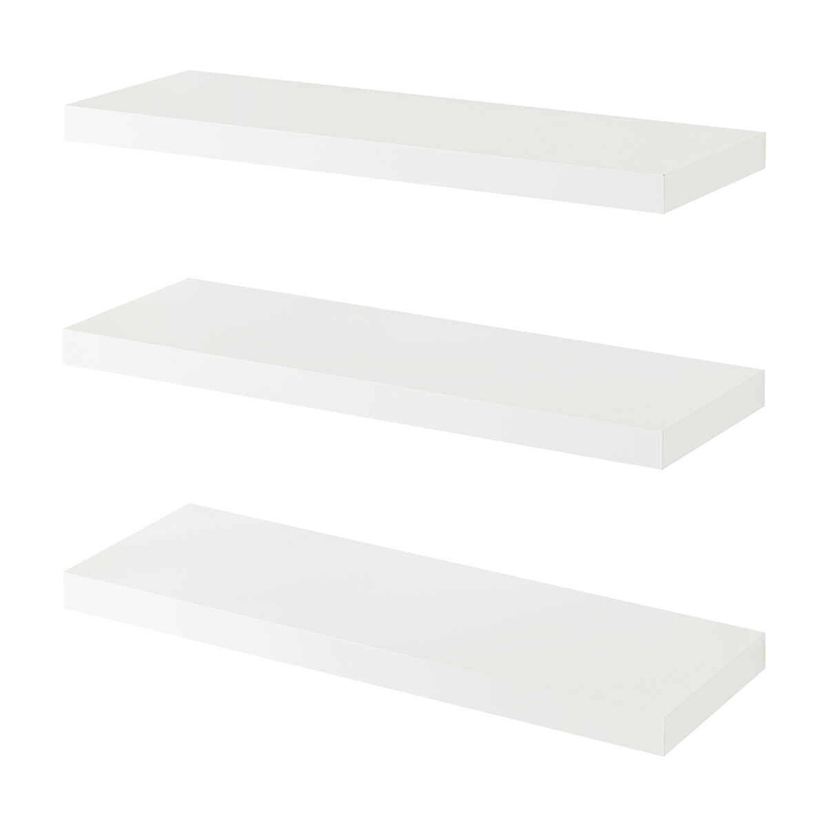 Set de 3 baldas flotantes stranda mdf/metal 60x20x3,5cm - blanco [en.casa]