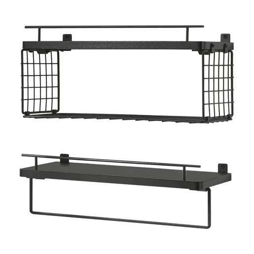 Conjunto de 2 prateleiras flutuantes 'Vik' para casa de banho 40x15x1813 cm - Preto en.casa