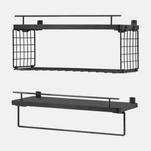 Conjunto de 2 prateleiras flutuantes 'Vik' para casa de banho 40x15x1813 cm - Preto en.casa