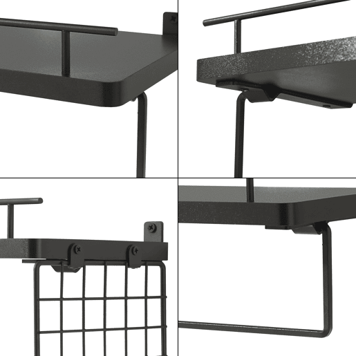 Conjunto de 2 prateleiras flutuantes 'Vik' para casa de banho 40x15x1813 cm - Preto en.casa