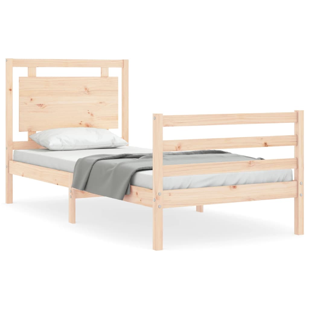 Estructura de cama con cabecero madera maciza 100x200 cm