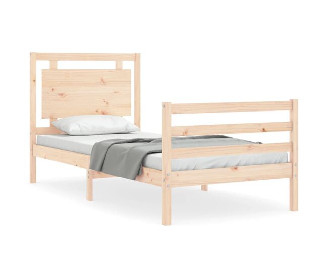 Estructura de cama con cabecero madera maciza 100x200 cm
