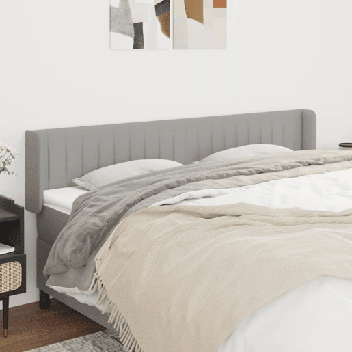 vidaXL Cabeceira de cama c abas tecido 183x16x7888 cm cinzento-claro vidaXL Cabeceira de cama c abas tecido 183x16x7888 cm cinzento-claro