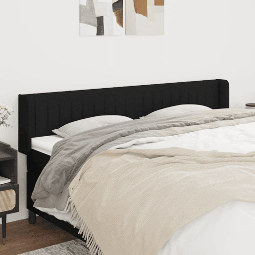 vidaXL Cabeceira de cama c abas tecido 163x16x7888 cm preto vidaXL Cabeceira de cama c abas tecido 163x16x7888 cm preto