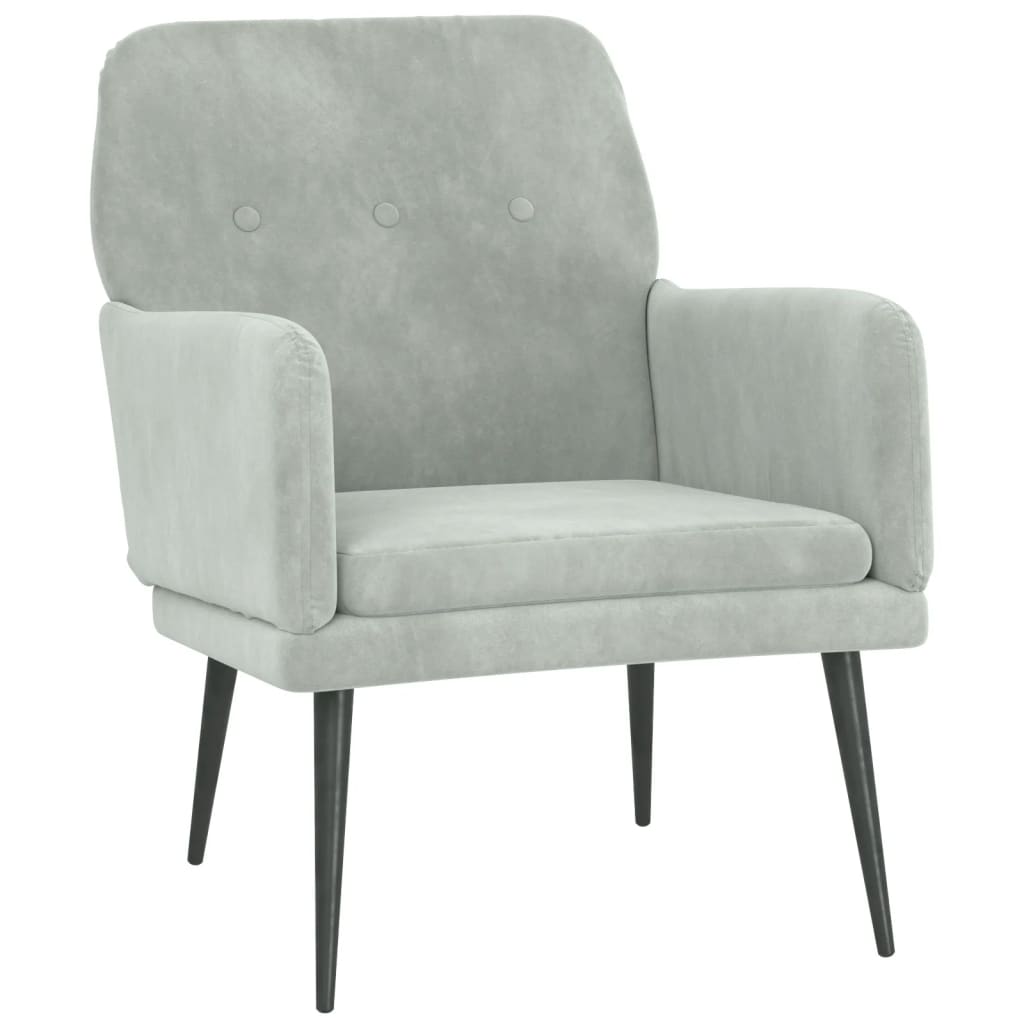 Vidaxl sillón de terciopelo gris claro 62x79x79 cm