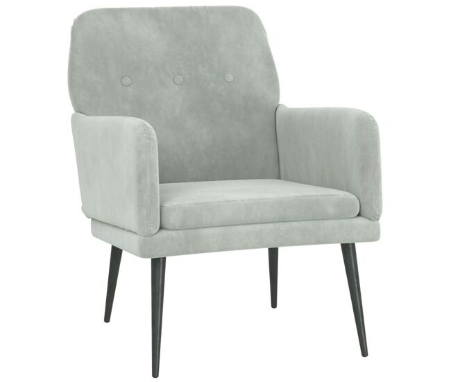 Vidaxl sillón de terciopelo gris claro 62x79x79 cm