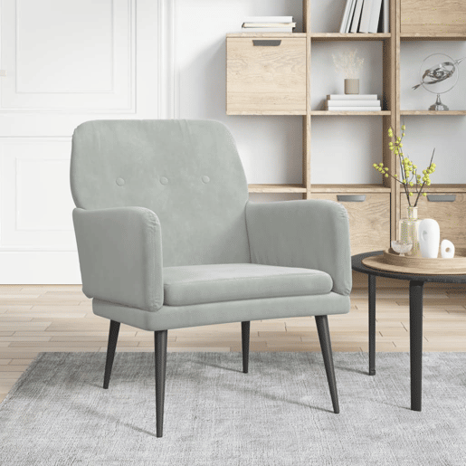 vidaXL Cadeira c apoio de braços 62x79x79 veludo cinzento-claro vidaXL Cadeira c apoio de braços 62x79x79 veludo cinzento-claro