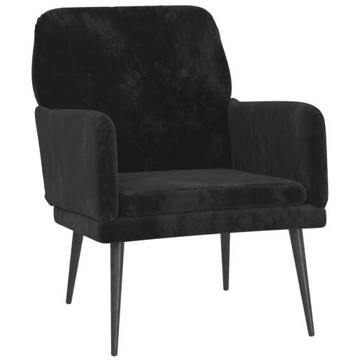 vidaXL Cadeira c apoio de braços 62x79x79 cm veludo preto