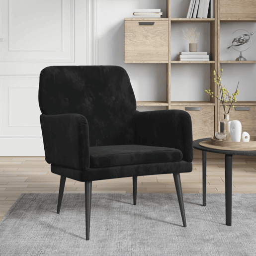 vidaXL Cadeira c apoio de braços 62x79x79 cm veludo preto