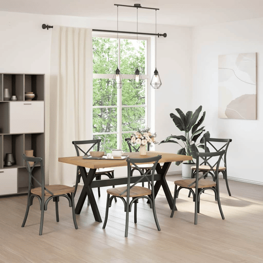 vidaXL Mesa de jantar NOAIN Pernas em forma X 160x90x75cm pinho maciço