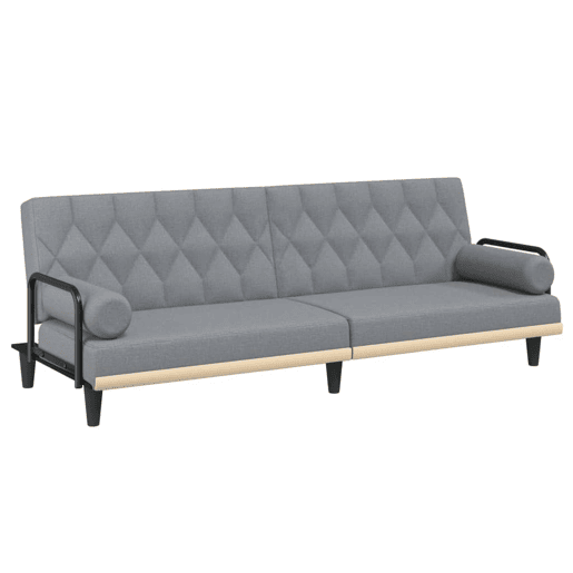 vidaXL Sofá-cama com apoio de braços tecido cinzento-claro vidaXL Sofá-cama com apoio de braços tecido cinzento-claro
