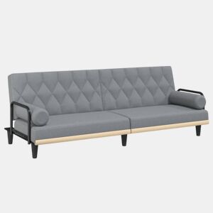 vidaXL Sofá-cama com apoio de braços tecido cinzento-claro
