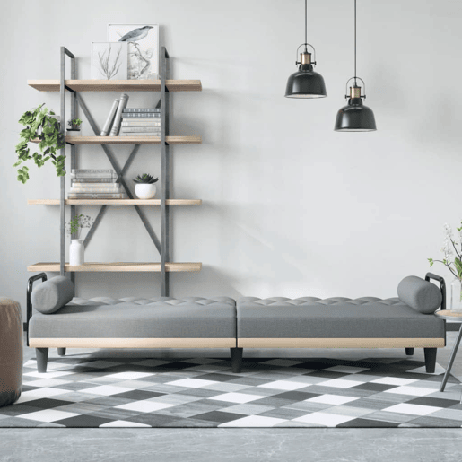 vidaXL Sofá-cama com apoio de braços tecido cinzento-claro vidaXL Sofá-cama com apoio de braços tecido cinzento-claro