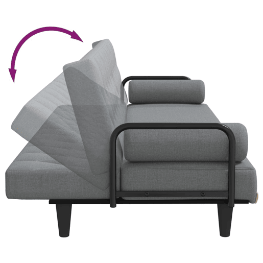 vidaXL Sofá-cama com apoio de braços tecido cinzento-claro vidaXL Sofá-cama com apoio de braços tecido cinzento-claro