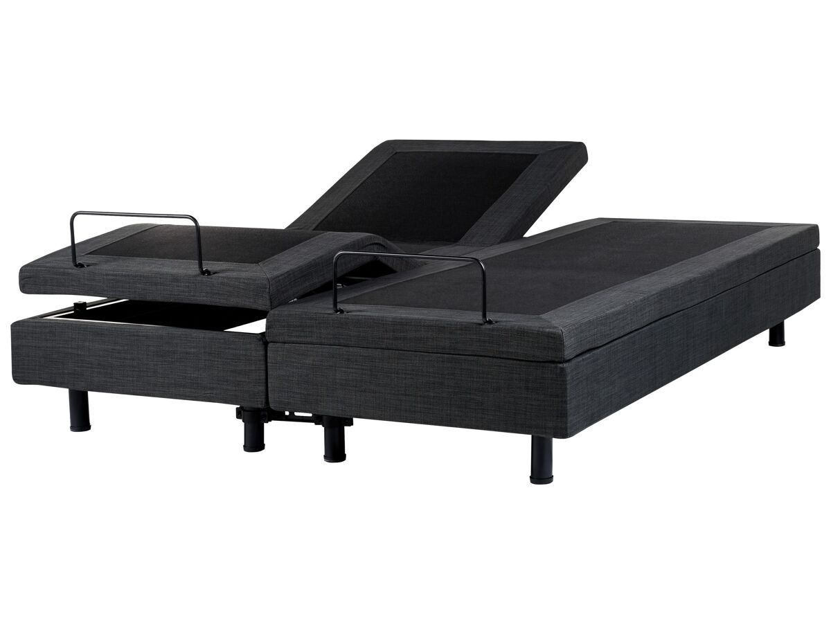 Beliani Cama ajustable sin cabecero Poliéster DUKE 160x200 Gris Oscuro