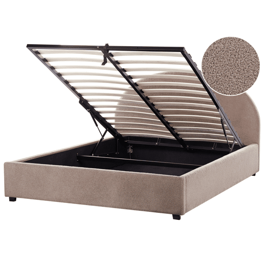 Cama baú Bouclé VAUCLUSE 160 x 200 cm Taupe
