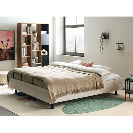 Cama ajustável sem cabeceira Tecido DUKE II 180 x 200 cm Creme claro