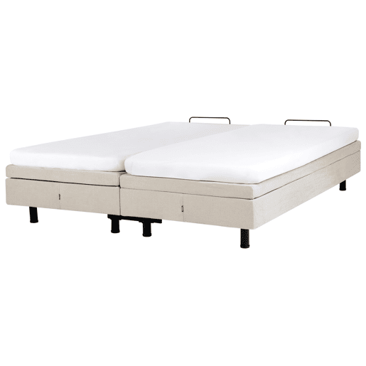 Cama ajustável sem cabeceira Tecido DUKE II 180 x 200 cm Creme claro