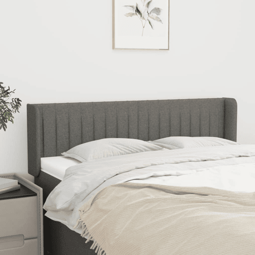 vidaXL Cabeceira de cama c abas tecido 147x16x7888cm cinzento-escuro vidaXL Cabeceira de cama c abas tecido 147x16x7888cm cinzento-escuro