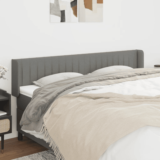 vidaXL Cabeceira de cama c abas tecido 183x16x7888cm cinzento-escuro vidaXL Cabeceira de cama c abas tecido 183x16x7888cm cinzento-escuro