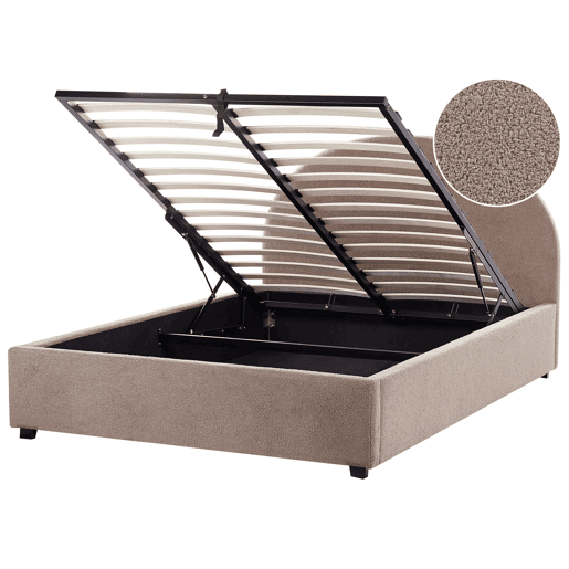 Cama baú Bouclé VAUCLUSE 140 x 200 cm Taupe