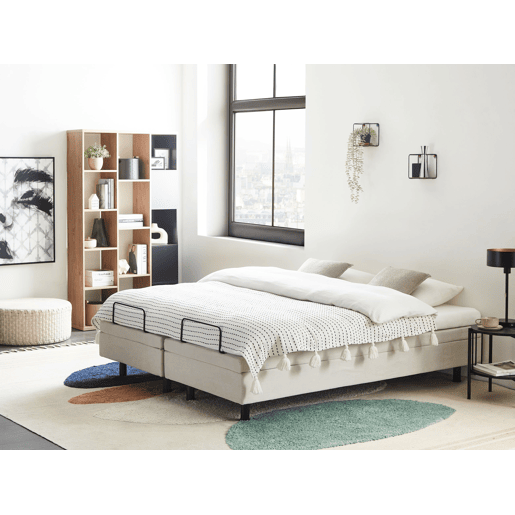 Cama ajustável sem cabeceira Tecido DUKE II 160 x 200 cm Creme claro