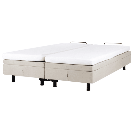 Cama ajustável sem cabeceira Tecido DUKE II 160 x 200 cm Creme claro